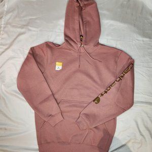 Small BNWT loose fit, midweight, and light pink, mauve Carhartt hoodie